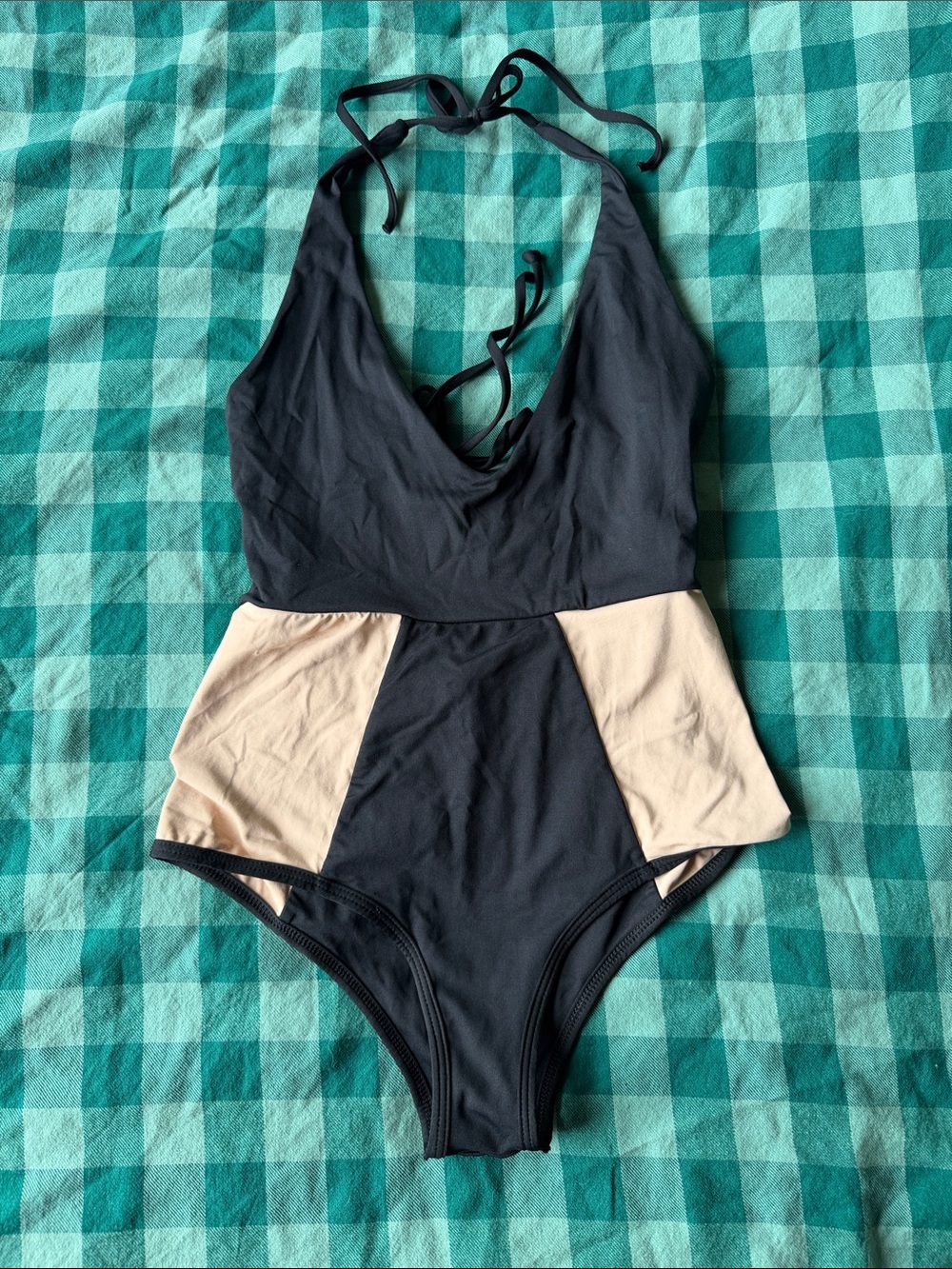 NWT L*Space Fireside Colorblock Bathing Suit Black Nude 4